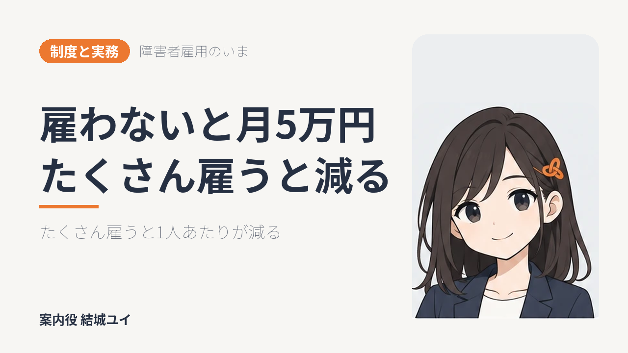 障害者雇用納付金と調整金とは｜不足1人に月5万円 多く雇うと1人あたりが減る